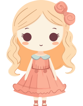Cute girl in pink dress with bow png