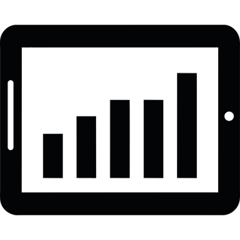 A tablet with a bar chart isolated design png