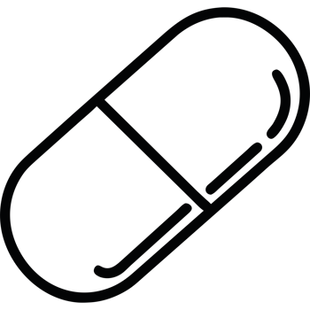 A black and white image of a pill png