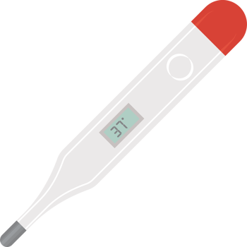 A thermometer with a red tip icon isolated png
