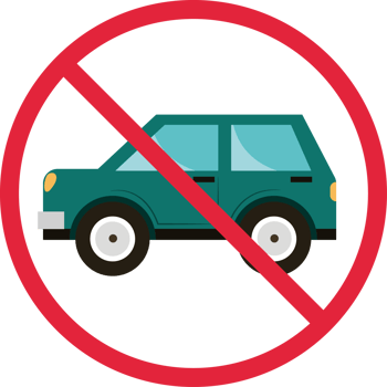 No parking sign with a car in the middle png