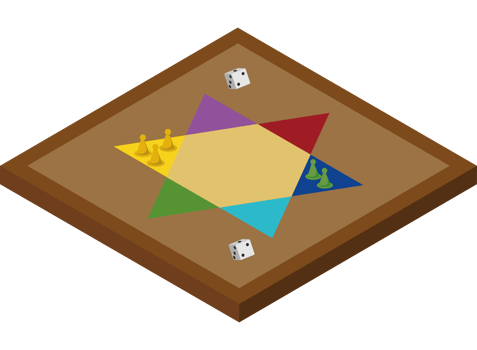 A board game with dice and a star png