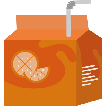 Orange juice carton with straw png