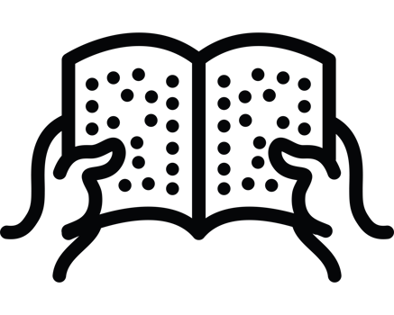 A black and white image of a book with hands holding it png