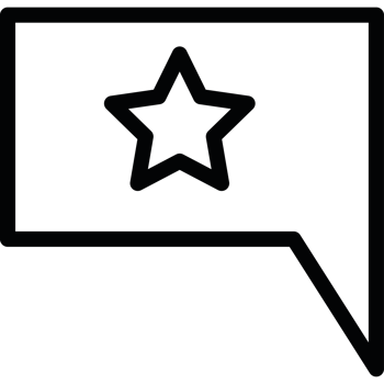 A black speech bubble with a star on it png
