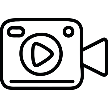 Movie camera with play icon isolated png