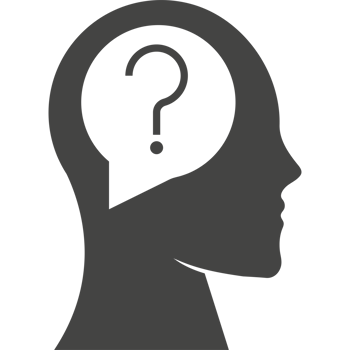 A silhouette of a person's head with a question mark png
