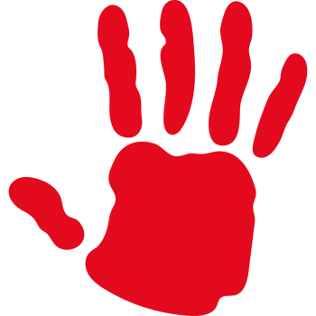 A red hand print isolated icon illustration png