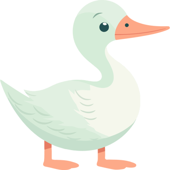 A cartoon white duck with orange beak png