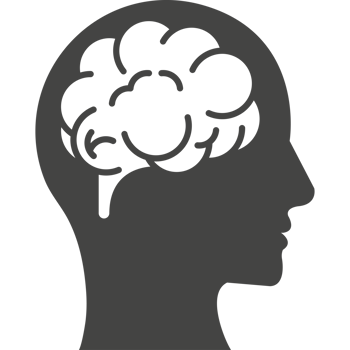 A silhouette of a man's head with a brain in it png