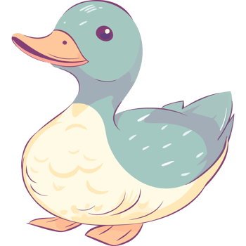 Cute duckling quacking on white background icon isolated png