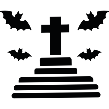 bats in cemetery halloween silhouette icon png
