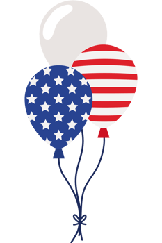 Balloons with an american flag icon isolated png