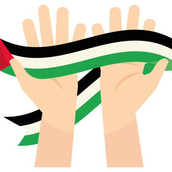 Hands holding a palestinian flag png