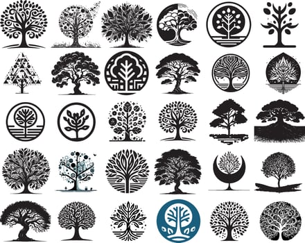 a collection of different tree silhouettes vector