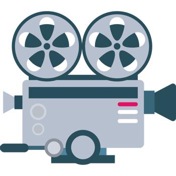 A movie camera icon with two reels png