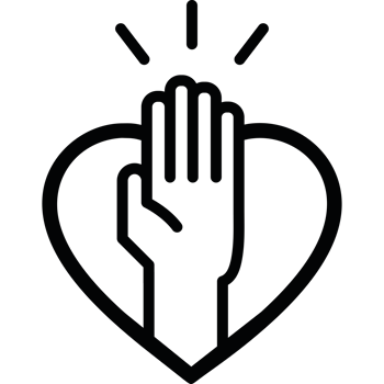 Charity hand in heart icon in line design png