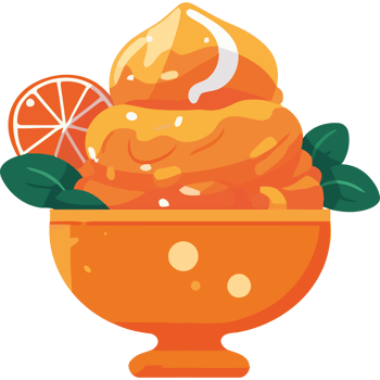Orange ice cream with a slice of orange png