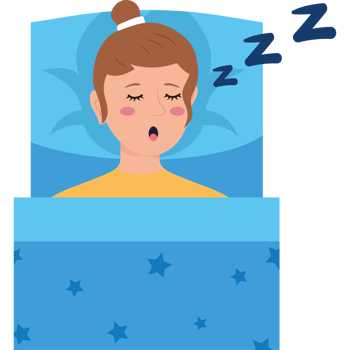 A woman sleeping in bed with her eyes closed png