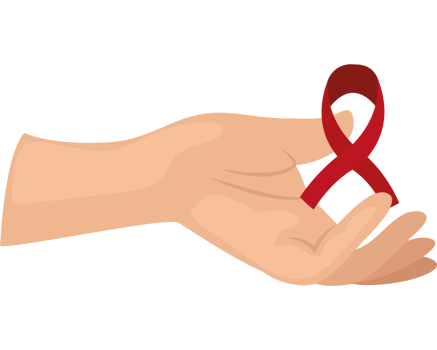 A hand holding a red ribbon png