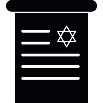 A black and white image of a document with a star of david png