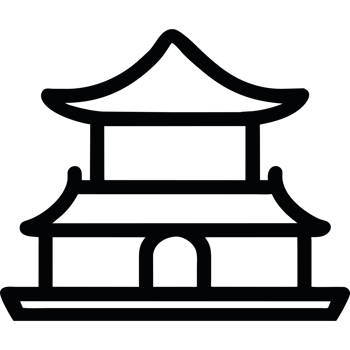 A black and white image of a pagoda png