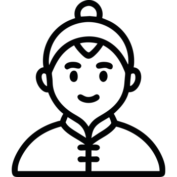 A black and white icon of a man with a hat png