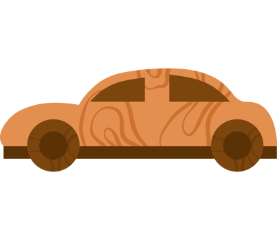 Wooden car toy icon isolated png
