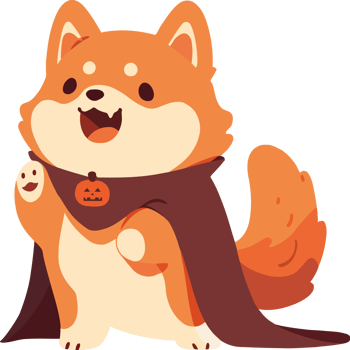 A cartoon dog dressed in a halloween costume png
