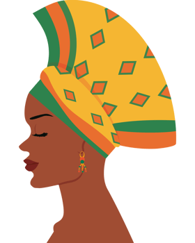 An african woman in a turban and earrings png