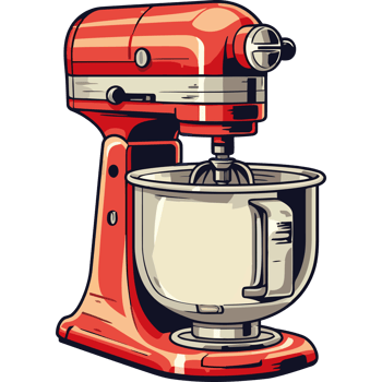 A red mixer with a bowl on top png