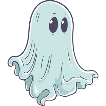 A cartoon ghost with big eyes png