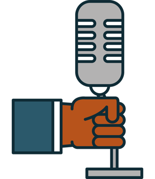 A hand holding a microphone and a microphone png