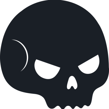 A black skull icon isolated png