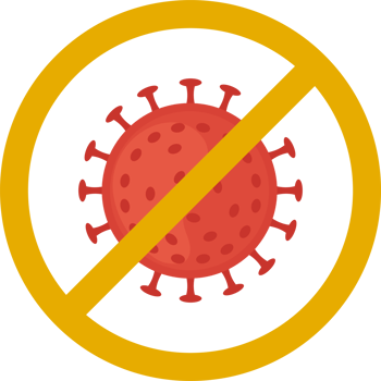 A red virus with a yellow circle around it png