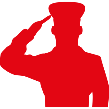 A silhouette of a soldier saluting png