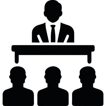 A black and white silhouette of a man at a table png