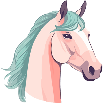 A horse with a green mane and blue eyes png