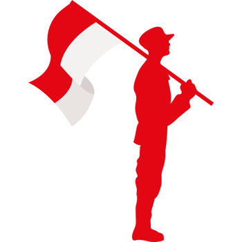indonesian independence soldier red and flag icon isolated png
