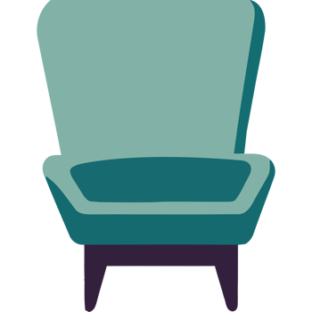 A chair with a green seat and back png