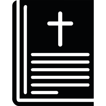 A black bible with a cross on it png
