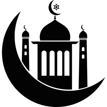 A mosque with a crescent and a mosque in the background png