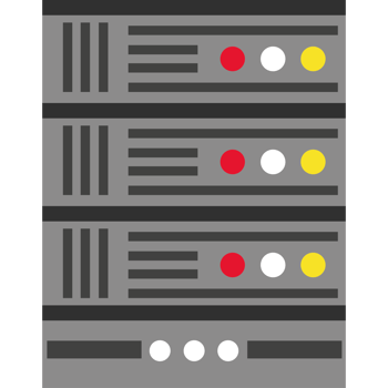 A server rack with four different colored buttons png