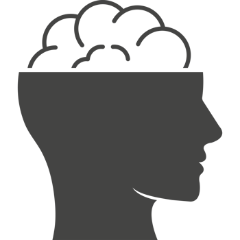 A silhouette of a man's head with a brain in it png