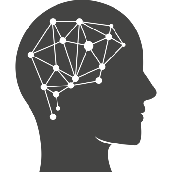 A silhouette of a man's head with a network of dots png