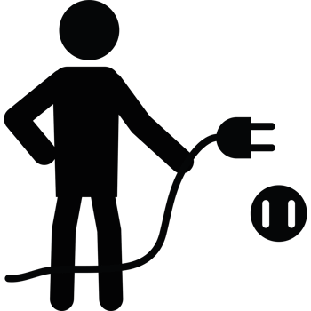 A person holding an electric plug and plugging it in png