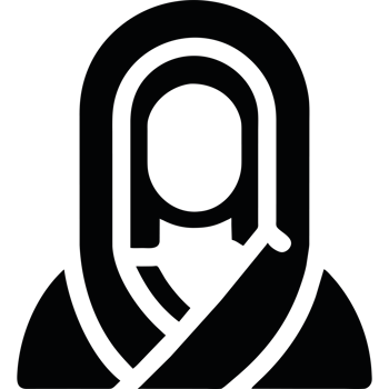 A black silhouette of a woman with a scarf png