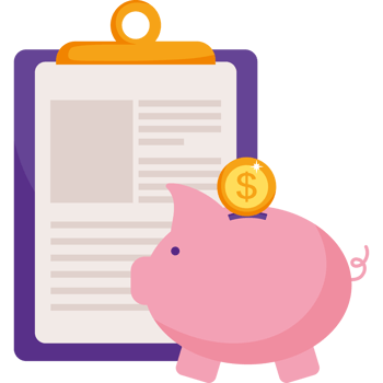 Piggy bank and checkbook icon png