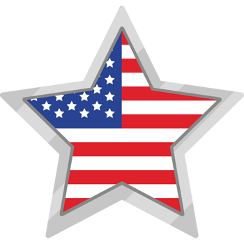 An american flag star with a silver border png