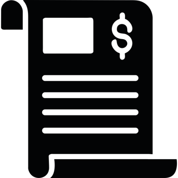 A black and white icon of a document png